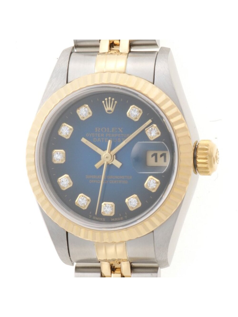 Rolex Datejust Blue Gradient Diamond 18k Yellow Gold Stainless Steel Automatic